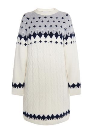 Usha Gebreide jurk Dames Wit Veelkleurig