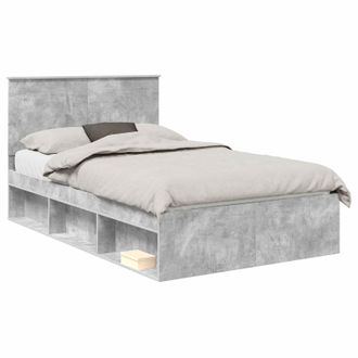 vidaXL Struttura Del Letto Grigio Concret&egrave; 135 X 190 Cm Pino Massello Vidaxl
