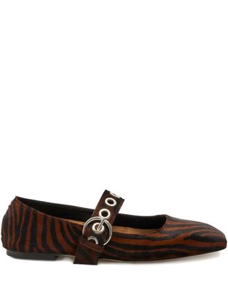 Aeyde Uma zebra-print ballet flats - women - Rubber/Leather/Pony Fur - 38 - Brown