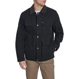 Levi's Corduroy Collar Cotton Canvas Jacket in Black at Nordstrom, Size Xx-Large