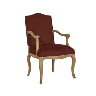 Robin des Bois Sill&oacute;n de estilo cl&aacute;sico en roble y terciopelo de poli&eacute;ster noisette