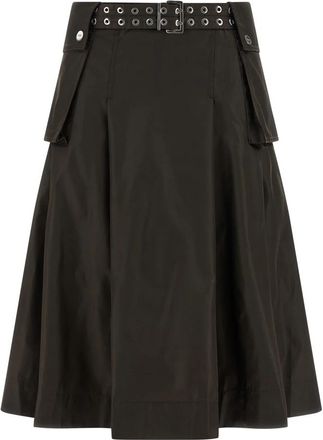 Ganni Duchesse Nylon Geplooide Rok - Dames - Midirokken - Bruin - S - Nylon - Rokken