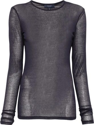 SOEUR Jia Long Sleeve Top - Dames - Ronde hals truien - Paars - M - Katoen - Truien & Vesten