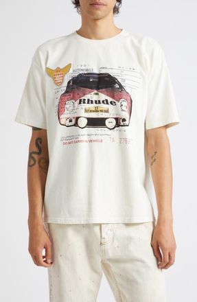 Rhude Slip Graphic T-Shirt in Vintage White/black/red at Nordstrom, Size Xx-Large