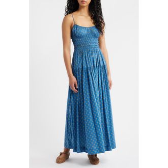 D&ocirc;en Safia Sleeveless Cotton & Silk Dress in Santorini Blue Cadiz Foulard at Nordstrom, Size Xx-Small