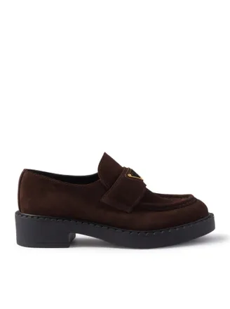 Prada CHOCOLATE SUEDE LOAFERS - Prada - Woman