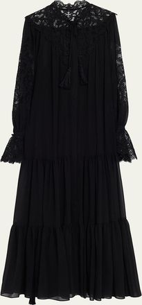 Kobi Halperin Skye Tiered Lace-Inset Maxi Dress