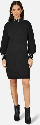 Yumi Bead Detail Knitted Sweater Dress in Black at Nordstrom, Size Medium
