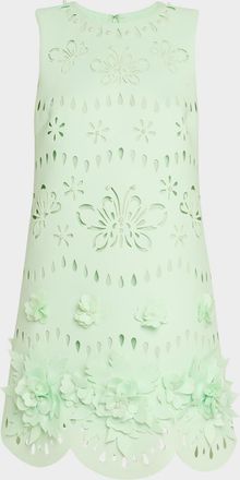Badgley Mischka Scalloped Pearly-Embellished Cutout Mini Dress