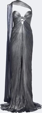 Maria Lucia Hohan Morgan scarf-detail pleated silk bustier gown