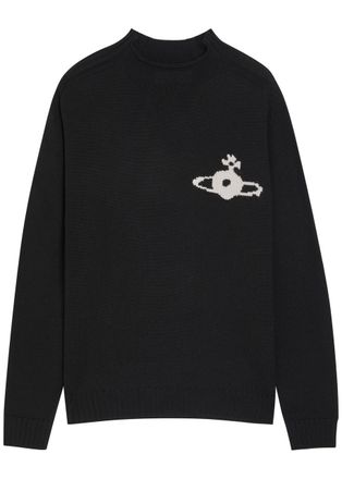 Vivienne Westwood Fisherman Orb-intarsia Wool Jumper - Black - XL