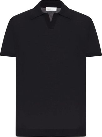 Roberto Collina Polo Shirts, male, Black, Size: XL Polo MC No Bottoni