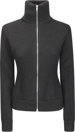 Maison Margiela Ribbed Knit Cardigan With High Turtleneck And Double-Slider Zipper