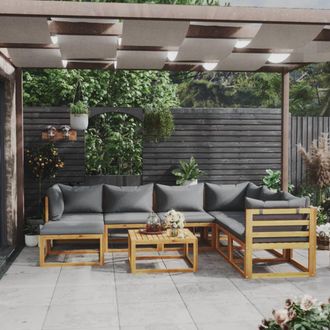vidaXL Muebles De Jard&iacute;n 8 Pzas Cojines Madera Maciza De Acacia Vidaxl
