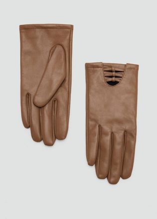 Mango Guanti pelle dettaglio fiocchi marrone medio - Donna - S - MANGO