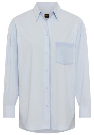 Boss Orange by Hugo Boss Hemdbluse BOSS ORANGE Bonsta Premium Damenmode, Damen, Gr. 34, light, pastel blau 456, Popeline;Organza, Obermaterial: 100% Baumwolle, unifarben, over