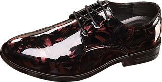 Generic Business Dress Shoes for Men Patent Without Lacing Slip On Loafers Pointed Toe Leather Shoe Block Heel Non Slip Fashion Low Top Shoewear for Both Offi