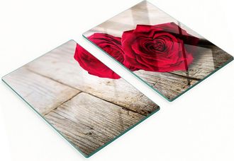 OEM Tablas De Servir De Cristal Para Cocina Con Rosas Sobre Fondo De Madera, 2 X 40 X 52 Cm