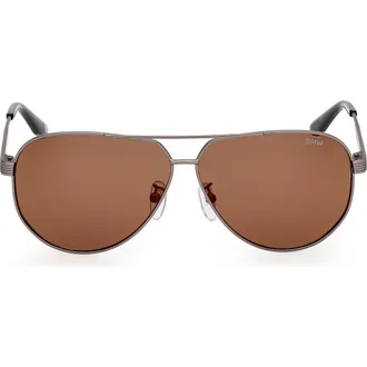 BMW 60mm Pilot Sunglasses in Shiny Palladium /Roviex at Nordstrom Rack