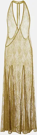 Adriana Degreas Sheer open-back lace maxi dress