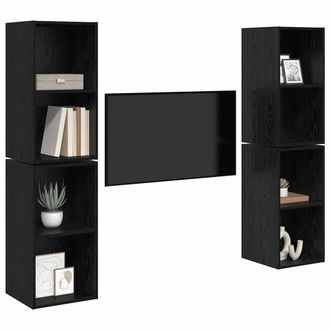 Berkfield Home Wall TV Cabinet 4 pcs Black oak 37 x 37 x 72 cm Engineered wood