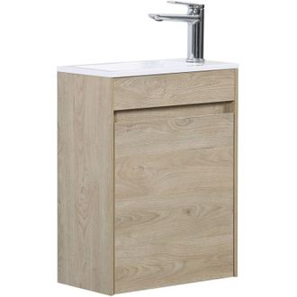 Badplaats Set lavabo per WC ospiti Badplaats Sinta 40 x 22 cm Quercia Castagna - Set mobili da bagno con lavabo e mobiletto, Preassemblato con Soft-Close