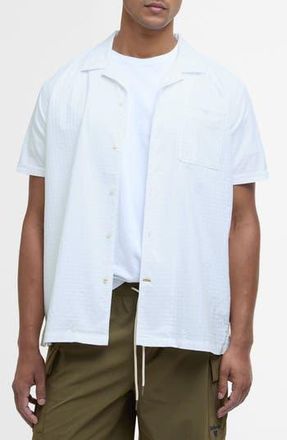 Barbour Irvine Seersucked Stretch Cotton Camp Shirt in White at Nordstrom Rack, Size Xx-Large