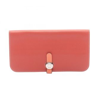 Herm&egrave;s Bordeaux Pink Swift Leather Leather Long Wallet (Bi-Fold) (Pre-Owned)