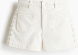 H&M Jeansshorts mit hohem Bund - Cremefarben