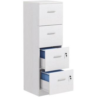 HOMCOM 4 Drawer File Cabinet Locking Filing Cabinet for A4, Ash Wood-Effect - Homcom