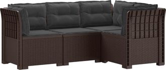 vidaXL Sof&aacute; De Jard&iacute;n Para 4 Personas Con Cojines Estilo Rattan Pp Vidaxl