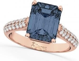 Allurez Emerald-Cut Gray Spinel & Diamond Ring 14k Rose Gold (5.54ct)