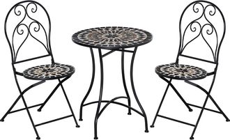 OUTSUNNY 3 PCs Garden Bistro Set W/ Balcony Table and Chairs Metal Frame | TJ Hughes