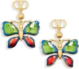 Valentino Garavani Enamel Butterfly Earrings in Gold at Nordstrom