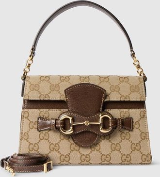Gucci Horsebit Duomo Small Top Handle Bag, Beige, GG Canvas