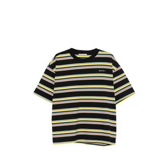 Marni Striped Logo-print Cotton T-shirt