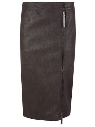 Pinko Montiano Brown Zipper Midi Skirt
