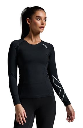 2XU Womens Core Compression Long Sleeve in Black/silver at Nordstrom, Size X-Small