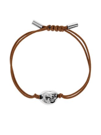 Fendi shell-detail cord bracelet - men - Brass/Polyester - One Size - Silver