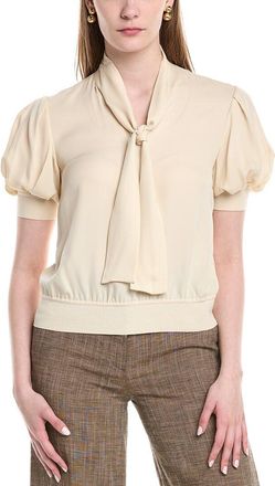 Lafayette 148 New York Blouson Bow Silk Blouse