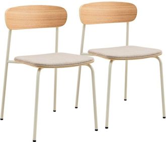 Oviala Oviala - Set di 2 sedie impilabili in legno beige