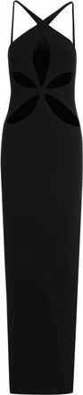 M&ocirc;not Cutout Halter Maxi Jurk - Dames - Avondkleed - Zwart - XS - Leer - Kleedjes