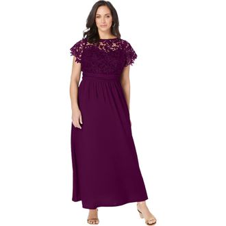 Jessica London Lace Maxi Dress in Dark Berry at Nordstrom, Size 16