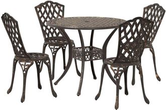 vidaXL Garden Dining Set 5 pcs Bronze 90 x 90 x 75 cm Cast Aluminium vidaXL