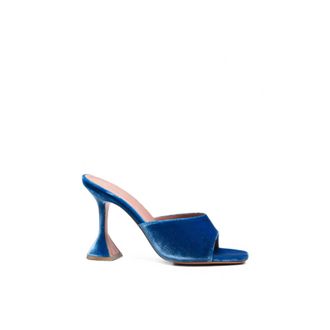 Amina Muaddi Schoenen, Dames, Blauw, 39 EU, Leer, Square Open-Toe Heeled Mule