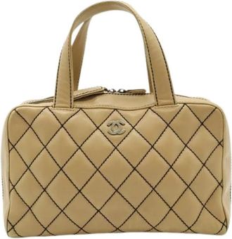 Chanel Pre-owned Handbags, female, Beige, Size: ONE SIZE Pre-owned Wild Stitch Leather Handbag