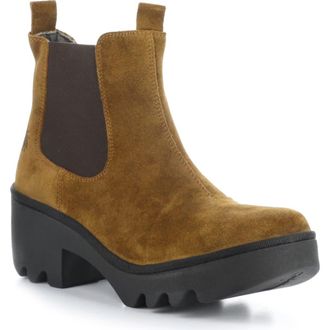 FLY London Trig Platform Chelsea Boot in 007 Tobacco Oil Sued at Nordstrom Rack, Size 8-8.5Us / 39Eu