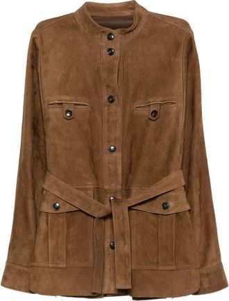 Yves Salomon Belted Leather Jacket