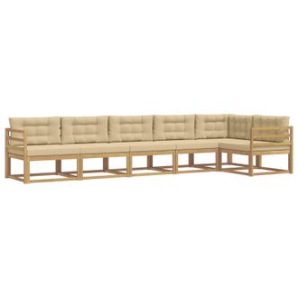 vidaXL Conjunto De Sof&aacute;s De Exterior Con Coj&iacute;n 4 Pcs Y Beige Poli&eacute;ster Vidaxl