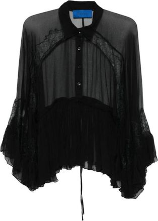 Mes Demoiselles... Blouses, female, Black, Size: XS Camicia Deccala con volant in pizzo